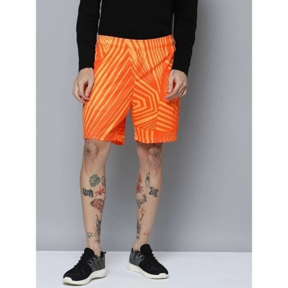 Puma Mens Basketball Mesh Shorts Orange Yellow Geometric 538619-01 Size 2XL